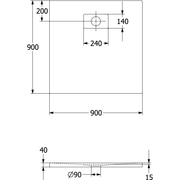 VILLEROY & BOCH - DW Le Valence 900x900x40mm quadr. Flächenbündiger Einbau AR CeraSoft