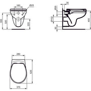 Ideal Standard - Wand-T-WC-Kombipaket EUROVIT, randlos,m.Softclosing,355x520x350mm,Weiß