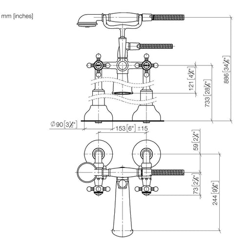 Dornbracht - Wannen-2-Lochbatt. MADISON 25943360 messing gebürstet
