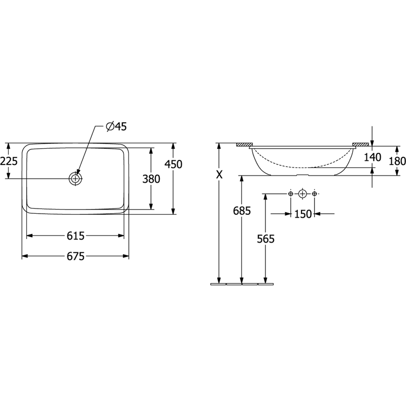 VILLEROY & BOCH - UnterbauWT Loop&Friends 4A5800 615x380mm re-eckig m ÜL AS gl weAlpinc