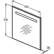 Ideal Standard - Spiegel MIRROR&LIGHT, m. Licht, 30W, 700x26x700mm