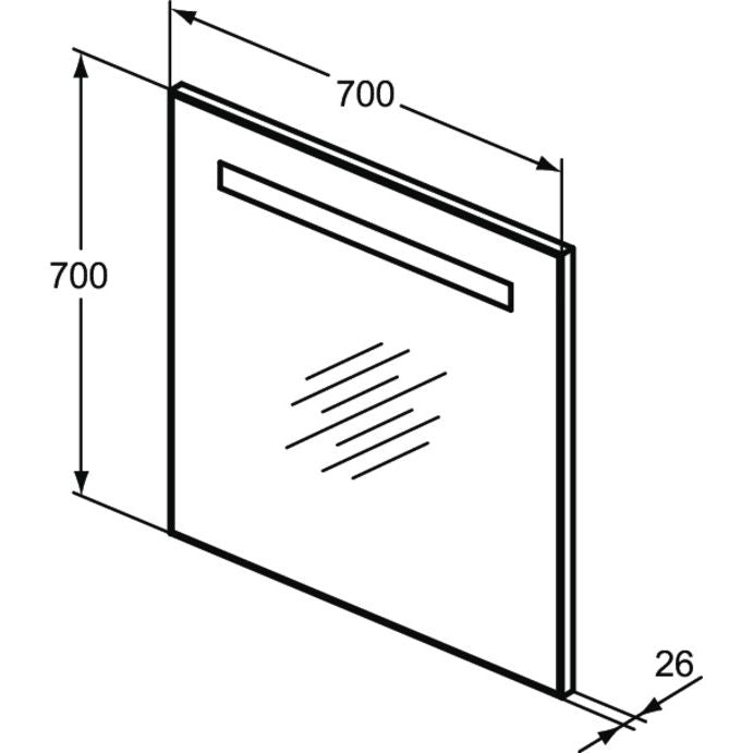Ideal Standard - Spiegel MIRROR&LIGHT, m. Licht, 30W, 700x26x700mm