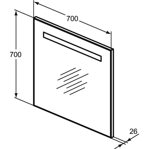 Ideal Standard - Spiegel MIRROR&LIGHT, m. Licht, 30W, 700x26x700mm