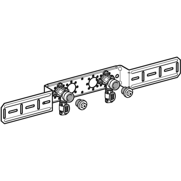 Geberit Vertriebs - FlowFit Anschlusswinkel 90Gr vormontiert 2-fach Rg+ d20-Rp1/2 L:52mm
