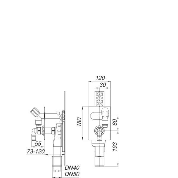 Dallmer - Wandeinbau-Waschgeräte-Siphon DN40/DN50, 406 senkrecht