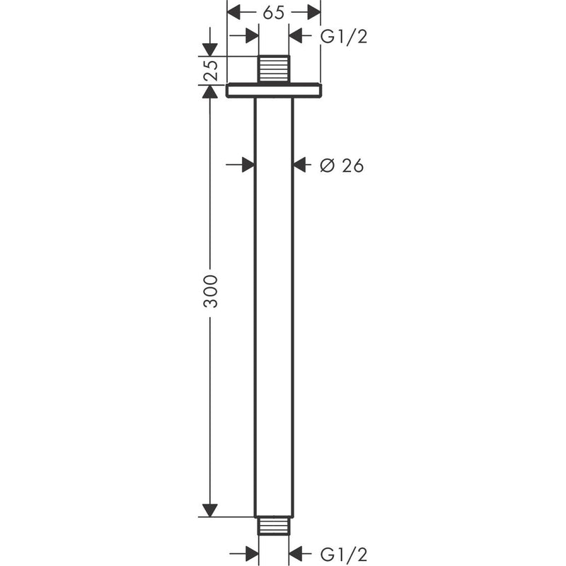 Hansgrohe - Decken-Anschlussstück VERNIS Shape DN15 300mm mattschwarz