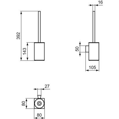 Ideal Standard - Bürstengarnitur IOM SQUARE, Behälter aus Metall, Chrom