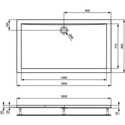 Ideal Standard - Rechteck-Brausewanne ULTRA FLAT, 1600x900x47mm, Weiß