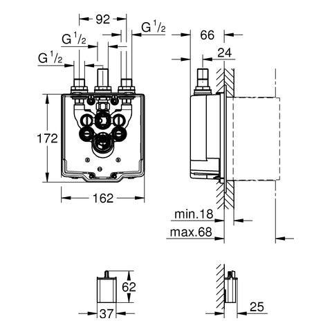 Grohe - UP-Körper EUROSMART CE 36464 für 6V für IR-FMS 36463