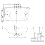 VILLEROY & BOCH - Badewanne Oberon 1900x900x505mm re-eckig m. System AC TP2 Weiß Alpin