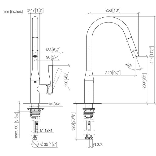 Dornbracht - EHM Pull-down mit Brausefunktion Sync 33870895 Dark Platinum gebürstet
