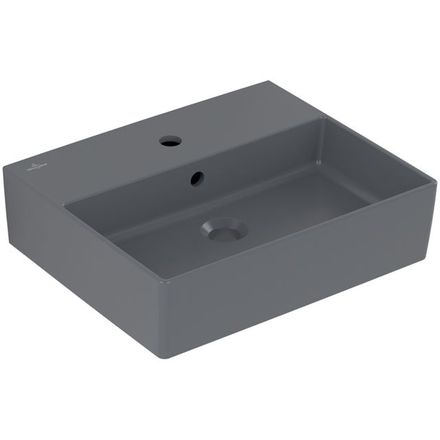 VILLEROY & BOCH - Waschbecken Memento 2.0 500x420mm re-eckig 1HL. m. ÜL. Graphite cplus