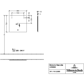 VILLEROY & BOCH - Spiegel More to See Square A47580 800x700x27mm mit Beleuchtung