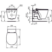 Ideal Standard - Wand-T-WC CONNECT, AquaBlade, unsichtbare Bef.,360x540x340mm,Weiß m.IP
