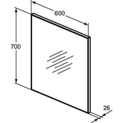 Ideal Standard - Spiegel MIRROR&LIGHT, m.Rahmen, 600x26x700mm