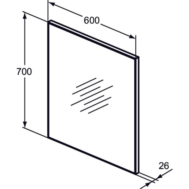 Ideal Standard - Spiegel MIRROR&LIGHT, m.Rahmen, 600x26x700mm