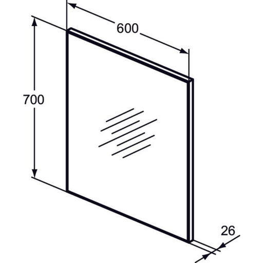 Ideal Standard - Spiegel MIRROR&LIGHT, m.Rahmen, 600x26x700mm
