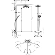 Hansgrohe - Showerpipe RAINDANCE Select S240 2jet Kopfbrause 27129000 chrom