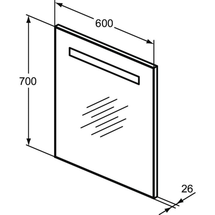 Ideal Standard - Spiegel MIRROR&LIGHT, m. Licht, 30W, 600x26x700mm