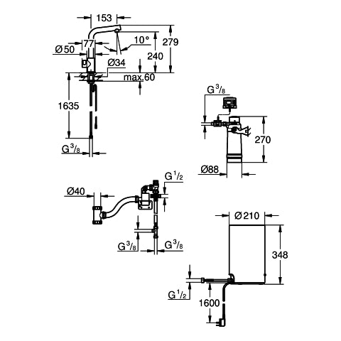 Grohe - Standventil und Boiler Red Mono 30339 M-Size L-Auslauf supersteel