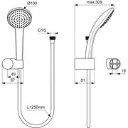 Ideal Standard - Handbrause-Set IDEALRAIN B9451 1-Funktionshandbrause 100mm chrom