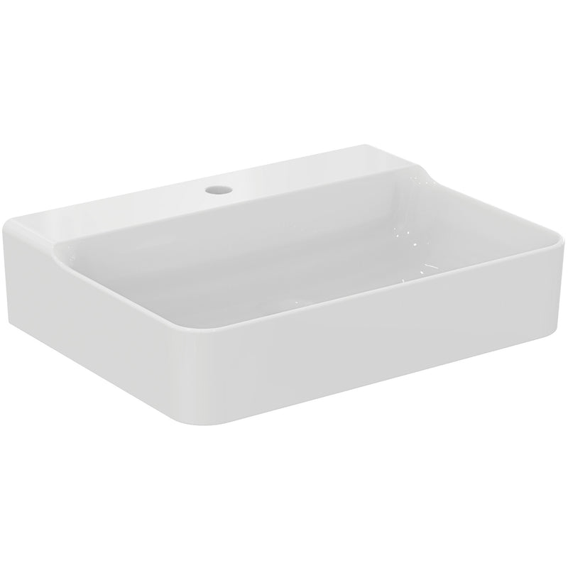 Ideal Standard - Waschtisch CONCA, 1 Hl., o.Ül., 600x450x145mm, Weiß mit IdealPlus