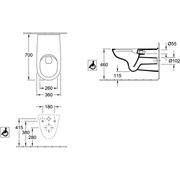 VILLEROY & BOCH - T-WC ViCare R2 360x700x344mm ov wandh. Abg. waagr. DF we Alpin c