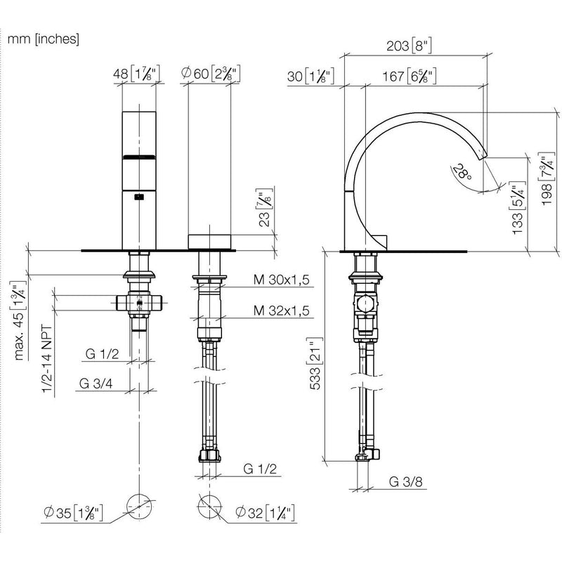 Dornbracht - WT-2-Lochbatt. o.Ablgarn. CYO 29218811 chrom