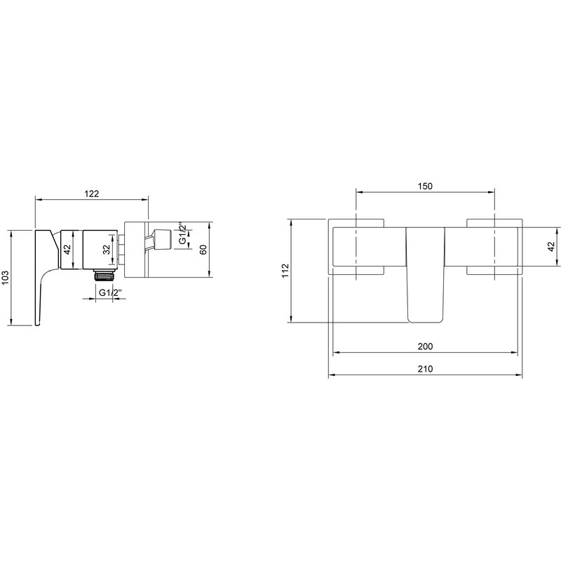 VILLEROY & BOCH - Einhebel-Duscharmatur Architectura Square 210x112x122mm Chrom