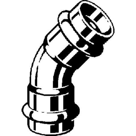 Viega - Bogen 45 Grad PROFIPRESS 2426 28mm, 2 Muffen, Kupfer