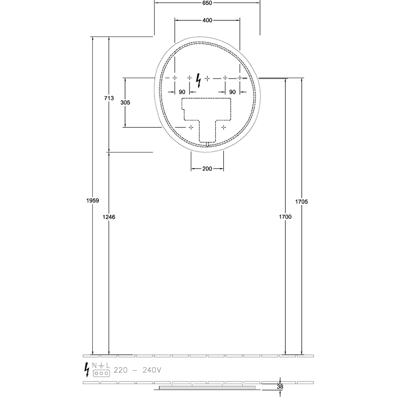 VILLEROY & BOCH - Spiegel Antao A47665 650x707x38mm mit Beleuchtung
