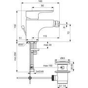 Ideal Standard - Bidetarmatur CERAPLAN III, m.Ablgarn., Ausladung 114mm, Chrom