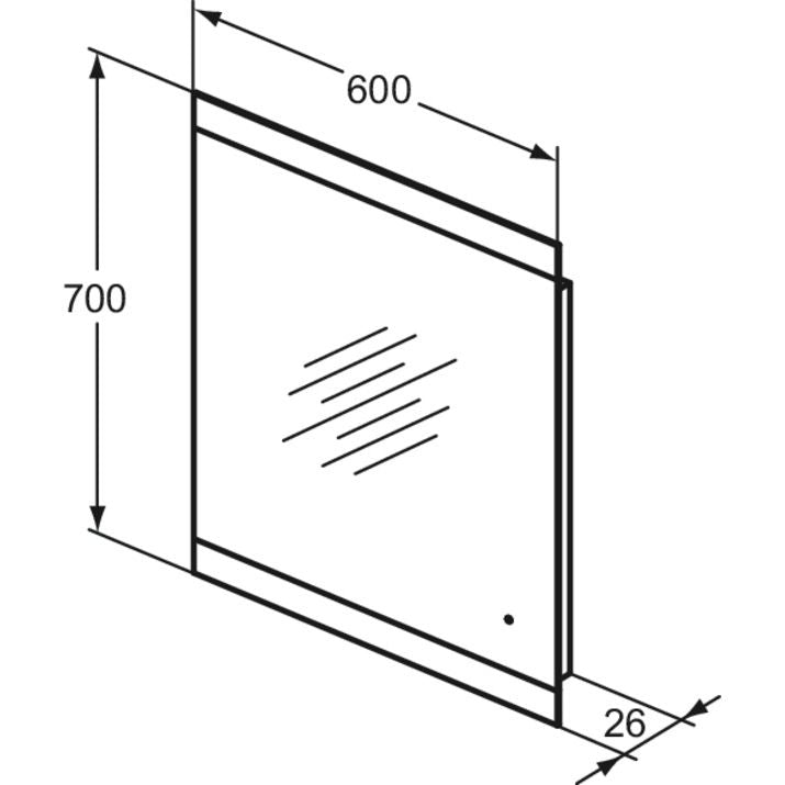 Ideal Standard - Spiegel MIRROR&LIGHT, 35W, m. seitl. Ambientelicht, 600x26x700mm