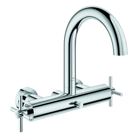 Grohe - 2-Griff-Wannenbatt. Atrio 25268 Wandmontage Kreuz-Griff chrom