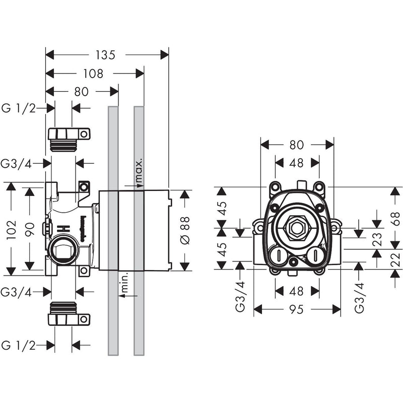 Hansgrohe - Thermostat Unterputz AXOR STARCK Grundset