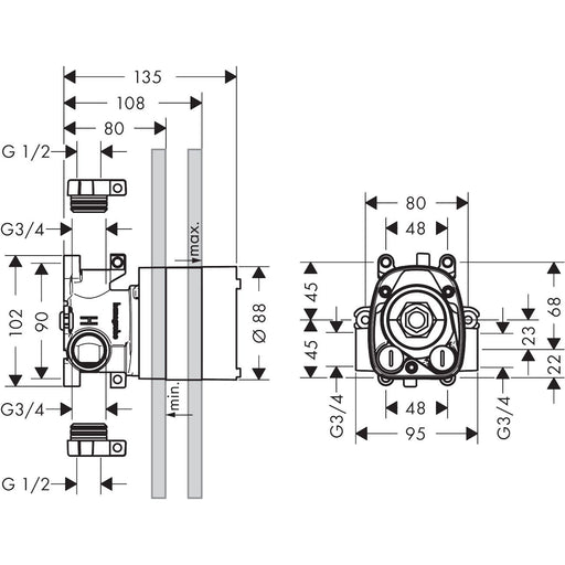 Hansgrohe - Thermostat Unterputz AXOR STARCK Grundset