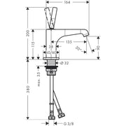 Hansgrohe - Waschtischmischer 115 AXOR CITTERIO E für Handwaschbecken ohne Zugstange chrom