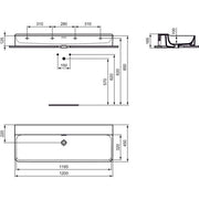 Ideal Standard - Waschtisch CONCA, o.Hl., m.Ül., 1200x450x165mm, Weiß