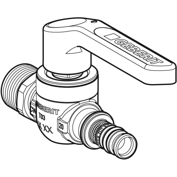 Geberit Vertriebs - Mepla Kugelhahn mit AG mit Betätigungshebel Ms d20-R3/4