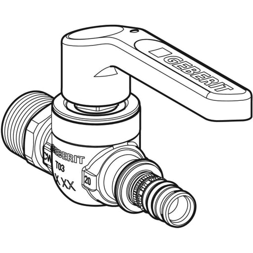 Geberit Vertriebs - Mepla Kugelhahn mit AG mit Betätigungshebel Ms d20-R3/4