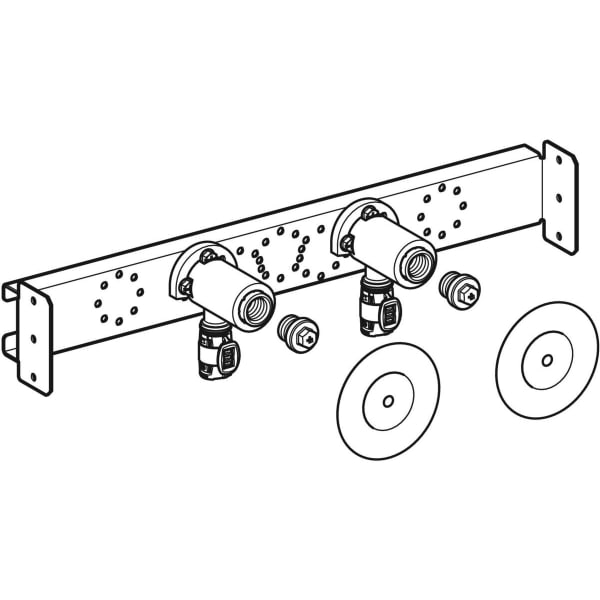 Geberit Vertriebs - FlowFit Anschlusswinkel 90Gr vormontiert 2-fach Rg+ d20-Rp1/2 L:78mm