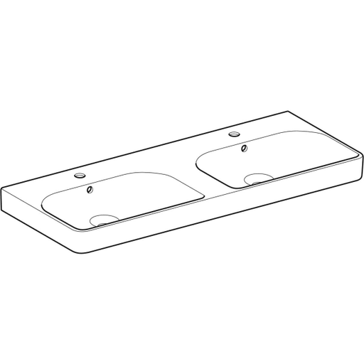 Geberit Vertriebs - Doppelwaschtisch SMYLE Square 120x48cm, m. Hl., m.Ül., weiß