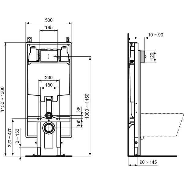 Ideal Standard - WC-Element 80 M PROSYS, mechanisch