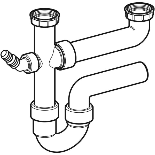 Geberit Vertriebs - Rohrbogengeruchsverschluss für zwei Spülbecken Abg.horiz. G1 1/2x40 extral