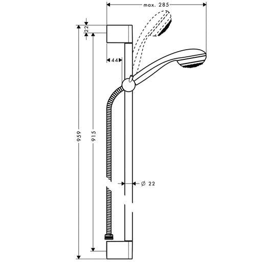 Hansgrohe - Brausegarnitur UNICA CROMETTA 85 1jet 900mm 27729000 chrom