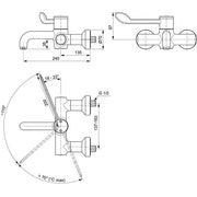 Ideal Standard - Wand-WT-Thermostat CERAPLUS 2 Ausld. 240mm, absp. S-Anschlüsse, Chrom