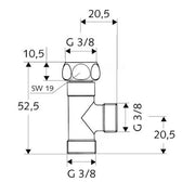 SCHELL - T-Stück 3/8 chrom für NA-und Spültischventile