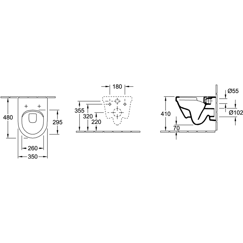 VILLEROY & BOCH - TS-WC spülrandlComp ARCHITECTURA 4687 350x480mm DF wandh WeißAlpin AB C