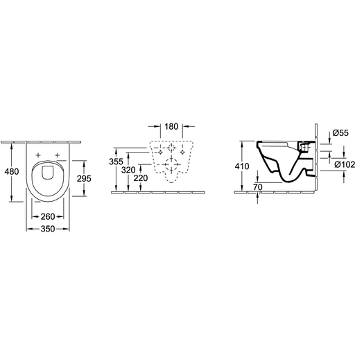 VILLEROY & BOCH - TS-WC spülrandlComp ARCHITECTURA 4687 350x480mm DF wandh WeißAlpin AB C