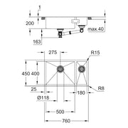 Grohe - Unterbau-Edelstahlspüle K700 31575_1 1,5 Becken 760x450 mm EB links